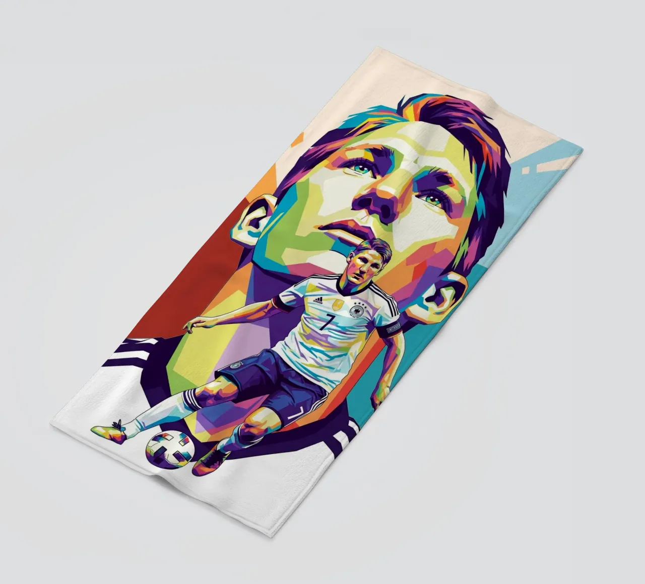 Ritratto pop art di Bastian Schweinsteiger telo mare da Hantamrata