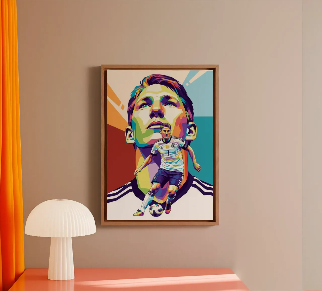 Ritratto pop art di Bastian Schweinsteiger tela con Cornice a cassetta da Hantamrata
