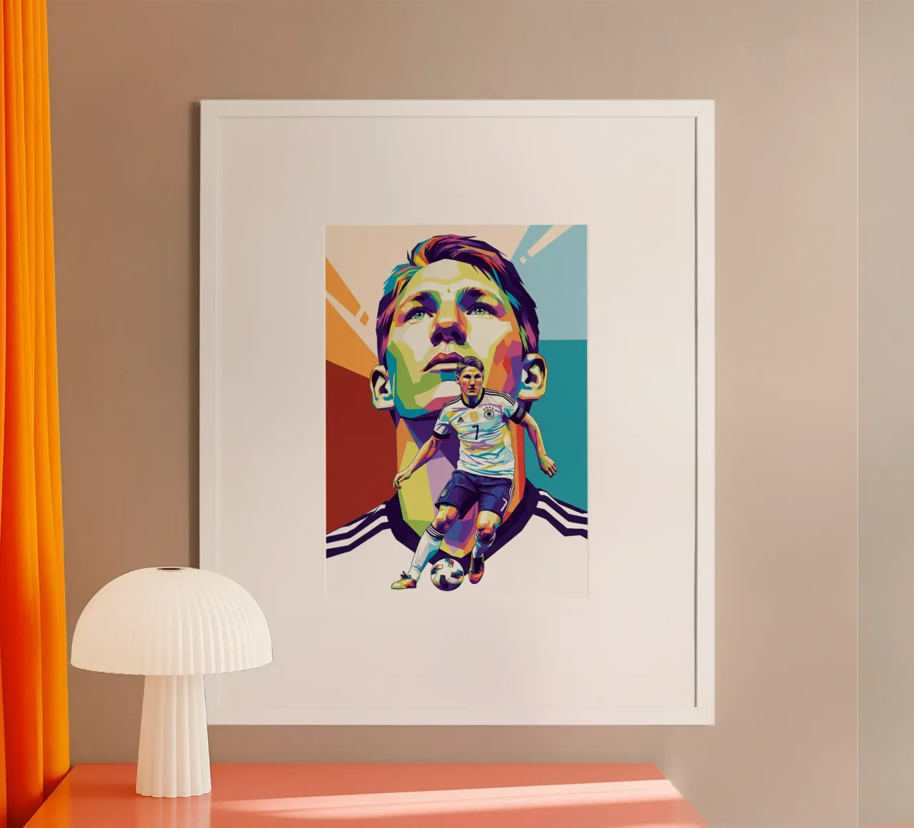 Ritratto pop art di Bastian Schweinsteiger poster con telaio in alluminio da Hantamrata