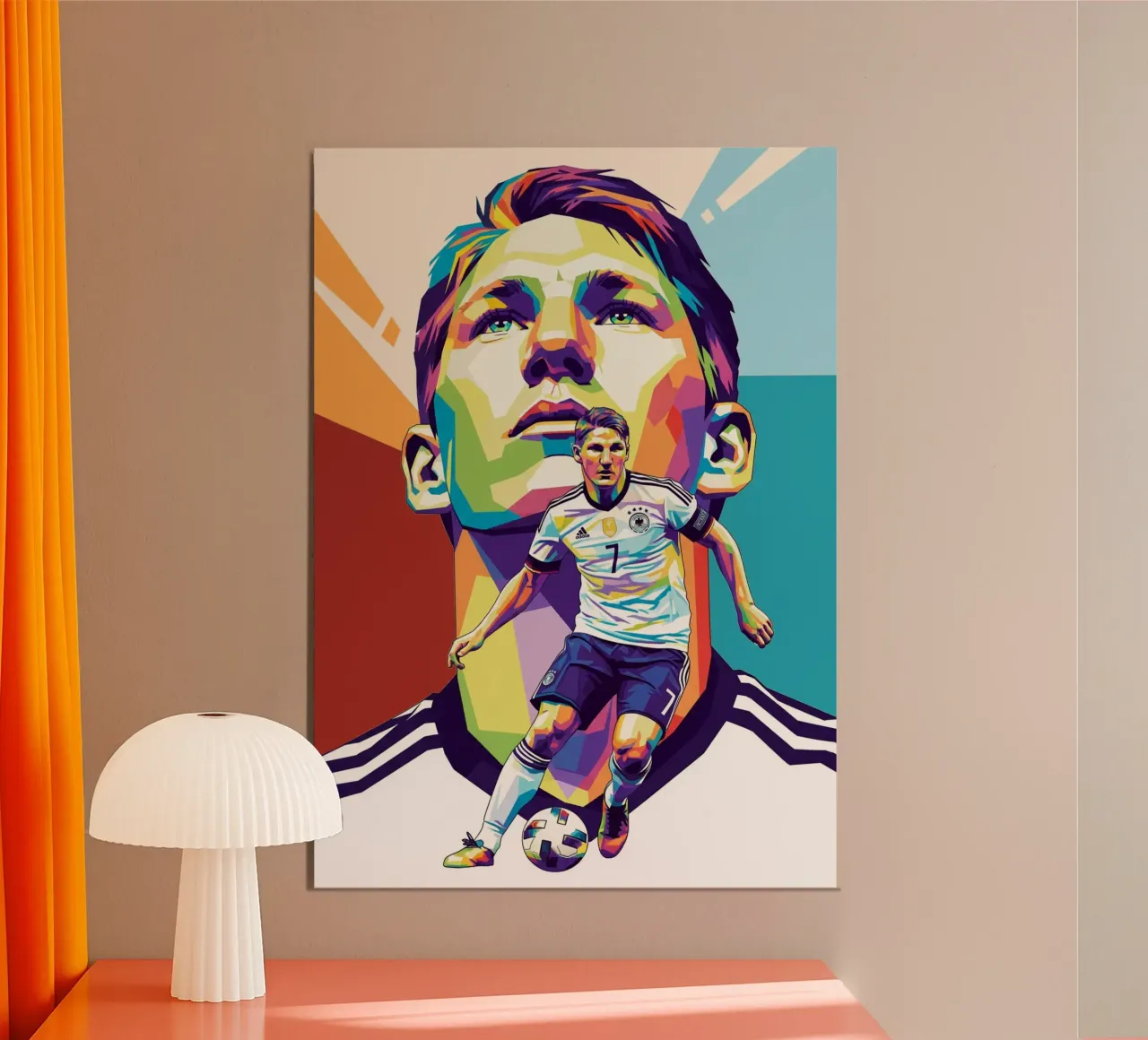 Ritratto pop art di Bastian Schweinsteiger poster con telaio in alluminio da Hantamrata