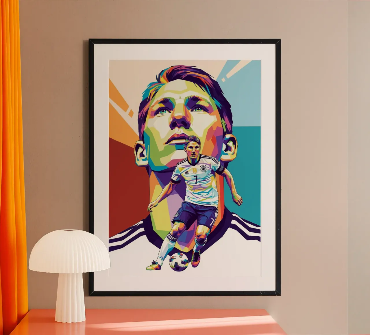 Ritratto pop art di Bastian Schweinsteiger poster con telaio in alluminio da Hantamrata