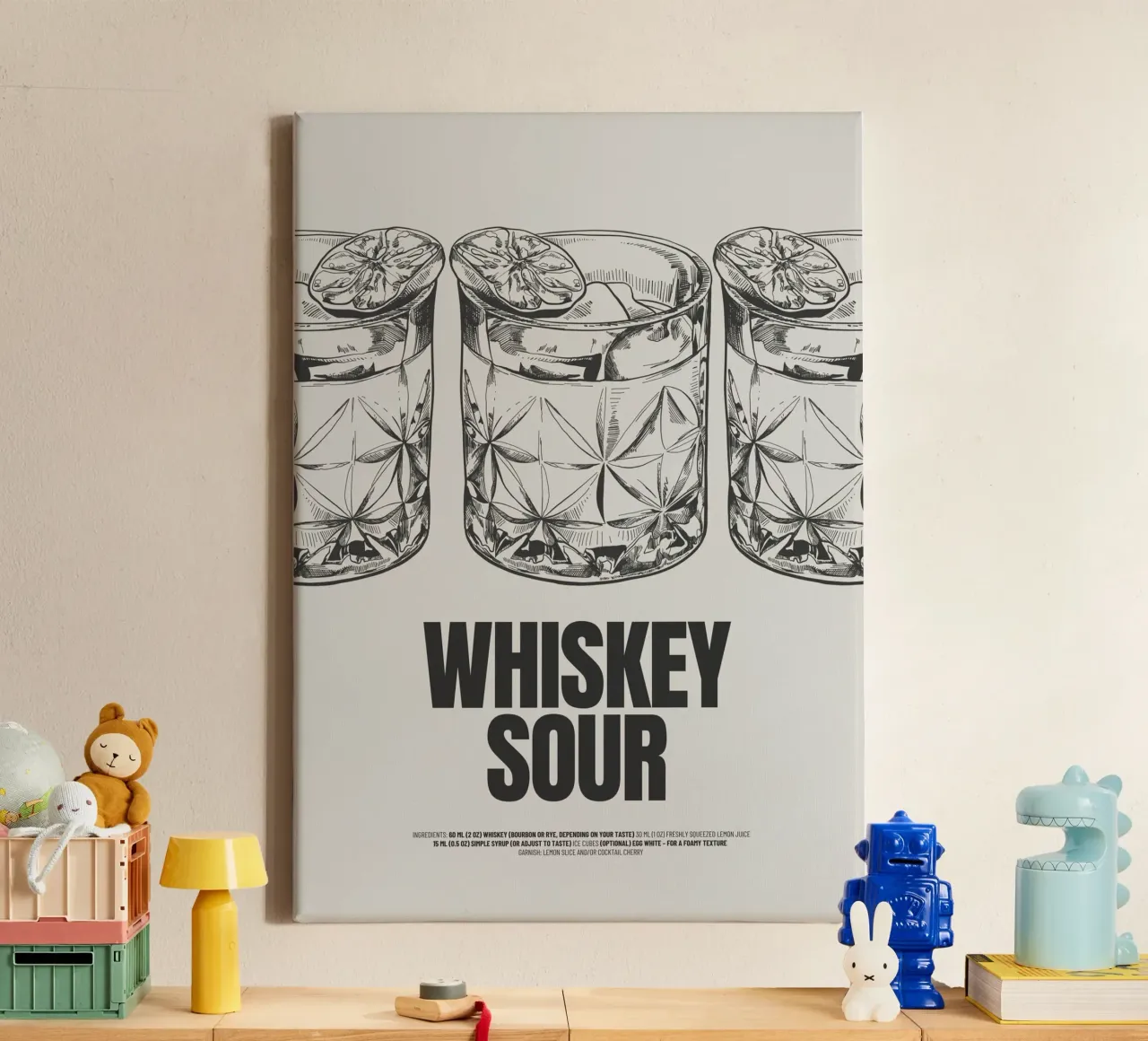 Whiskey Zuur canvas met Baklijst van PurePeachStudio