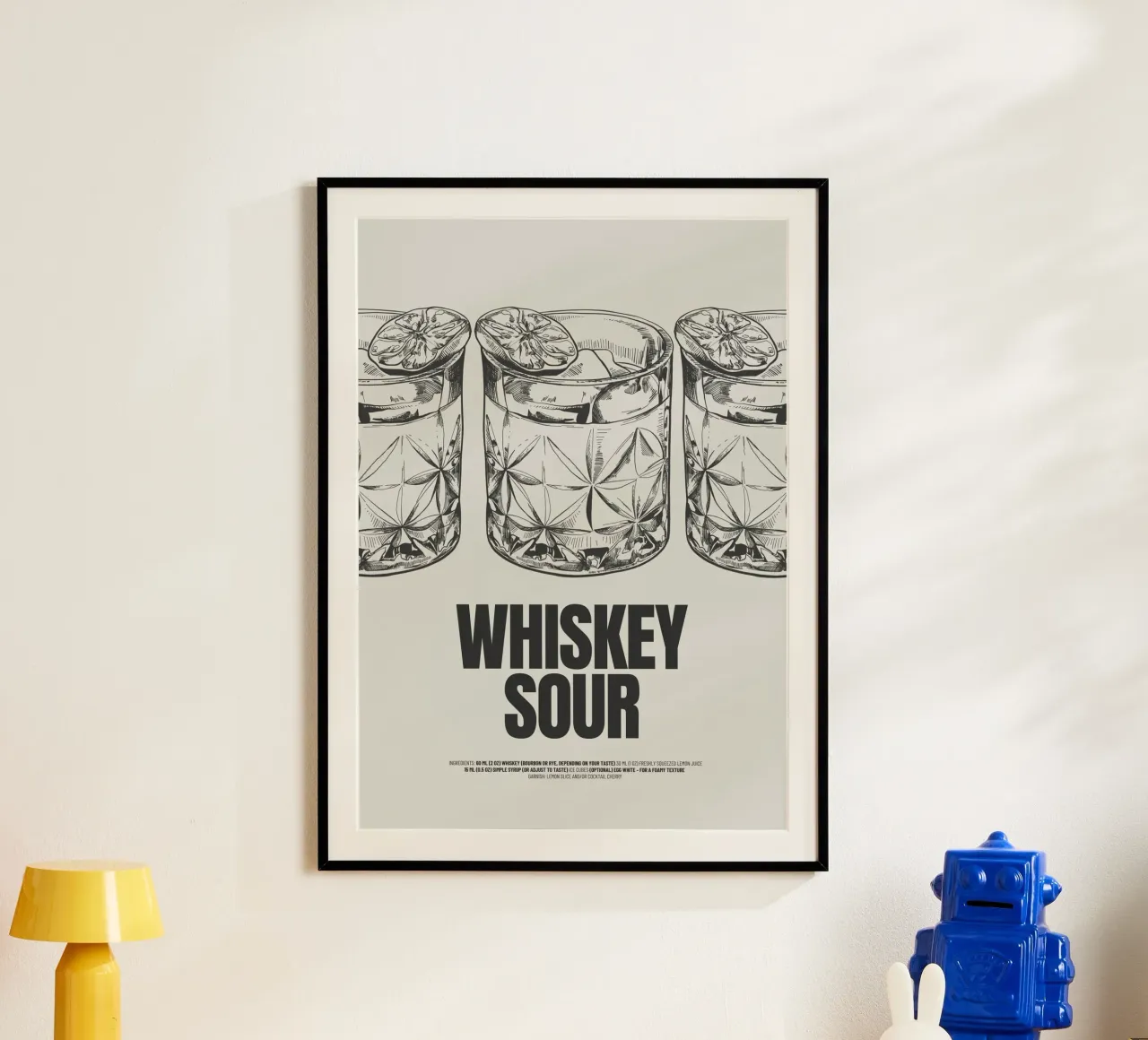 Whiskey Sour poster con telaio in plastica da PurePeachStudio