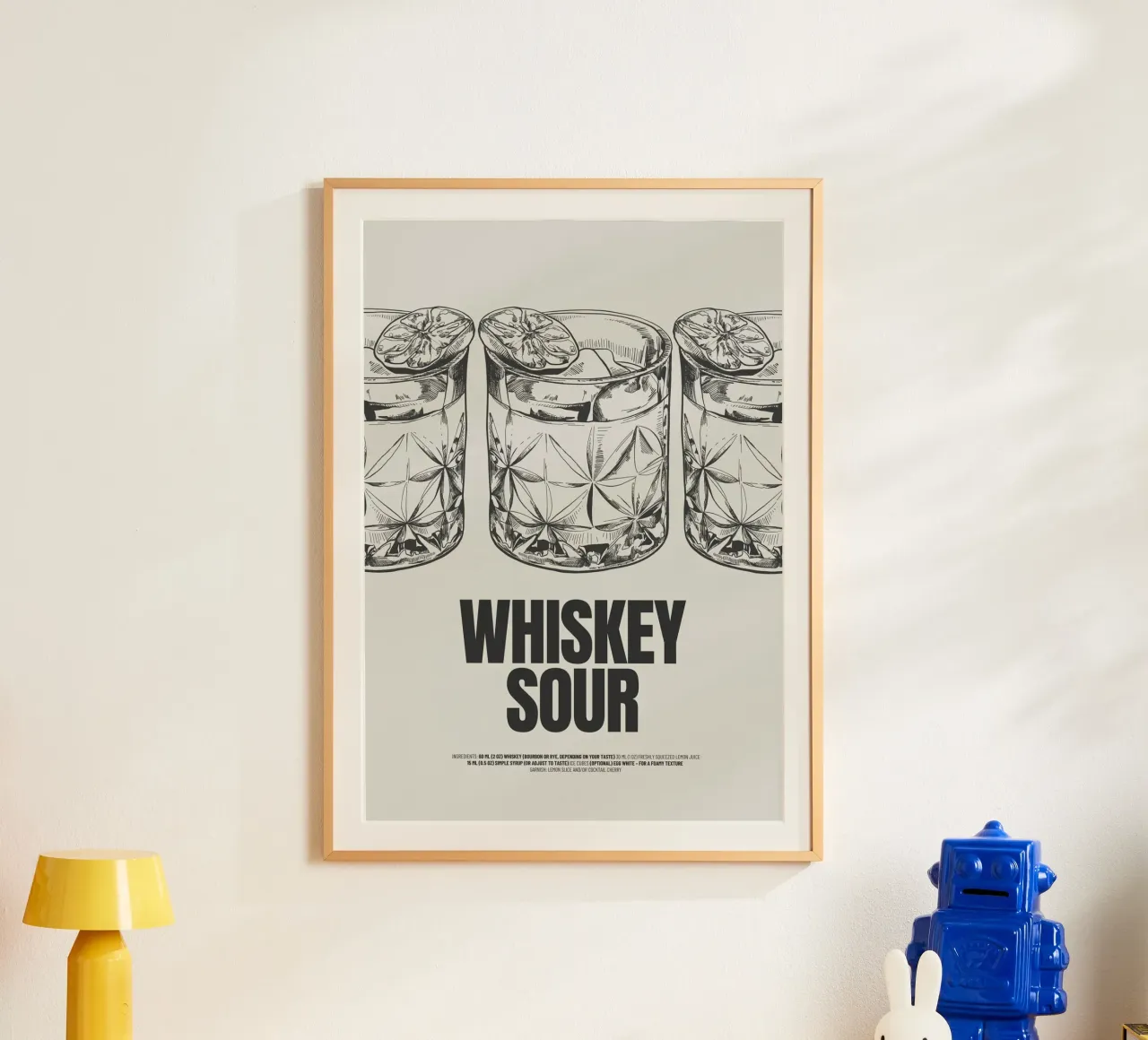Whiskey Sour poster con telaio in plastica da PurePeachStudio