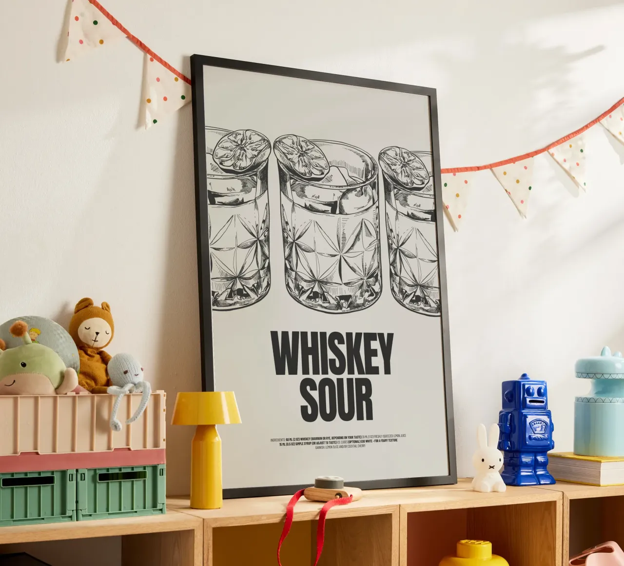 Whiskey Sour poster con telaio in plastica da PurePeachStudio