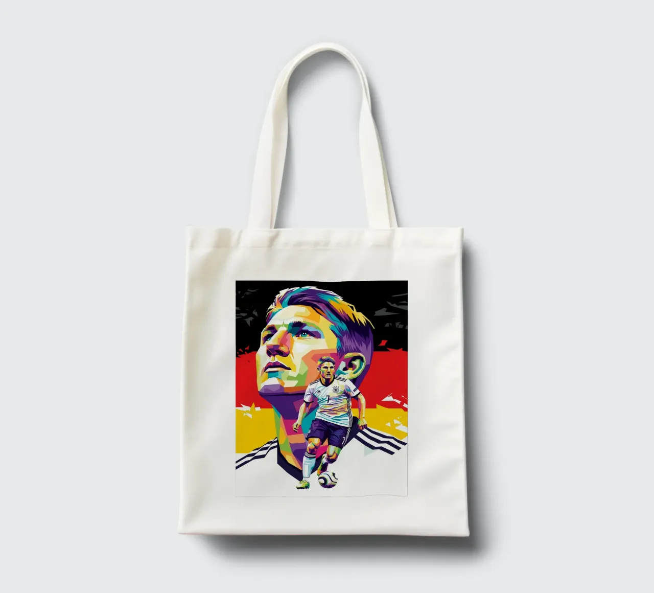 Bastian Schweinsteiger colorato pop art borsa in juta da Hantamrata