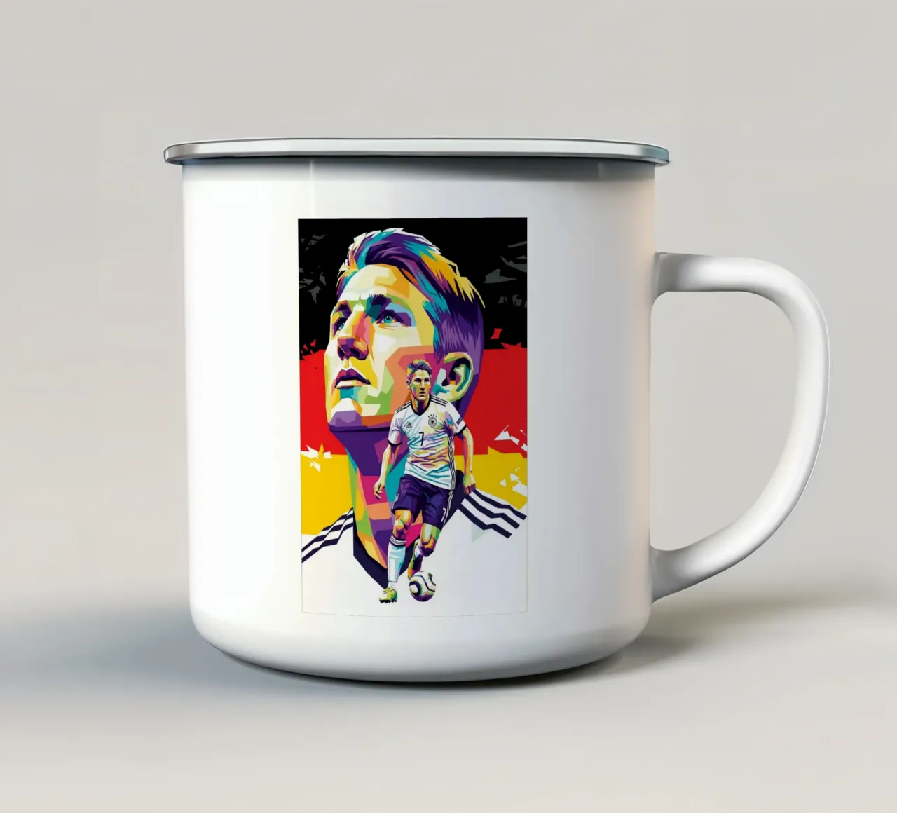 Bastian Schweinsteiger coloré pop art mug en émail de Hantamrata