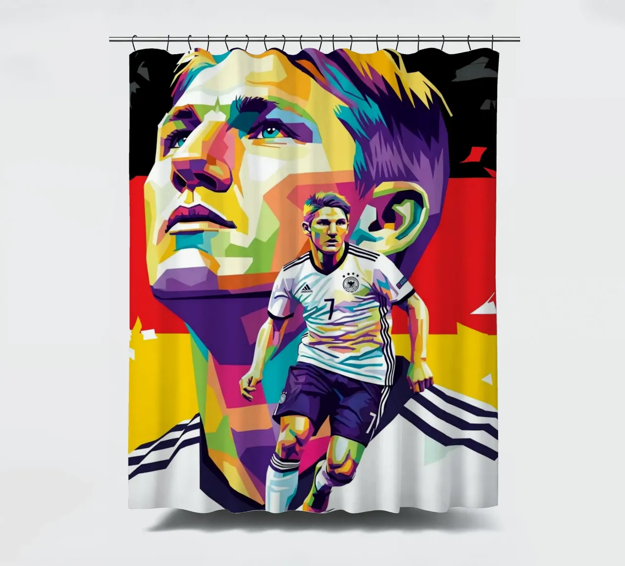 Bastian Schweinsteiger colorato pop art tenda da doccia da Hantamrata