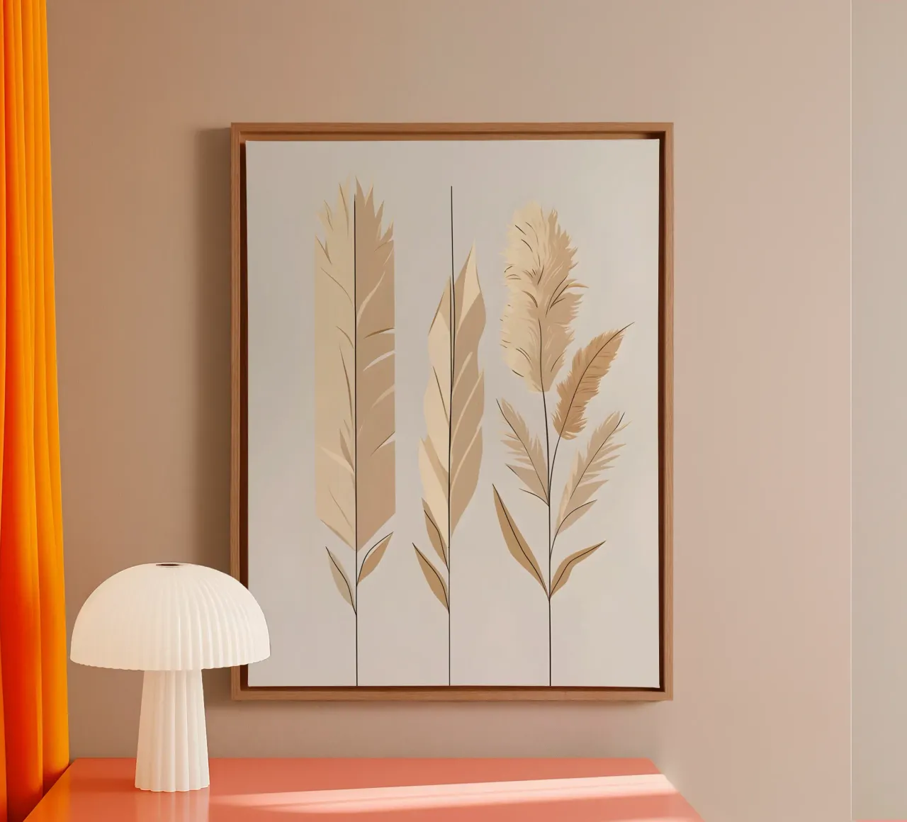 Pampas Grass canvas with Floater frame by Botanical Gallery