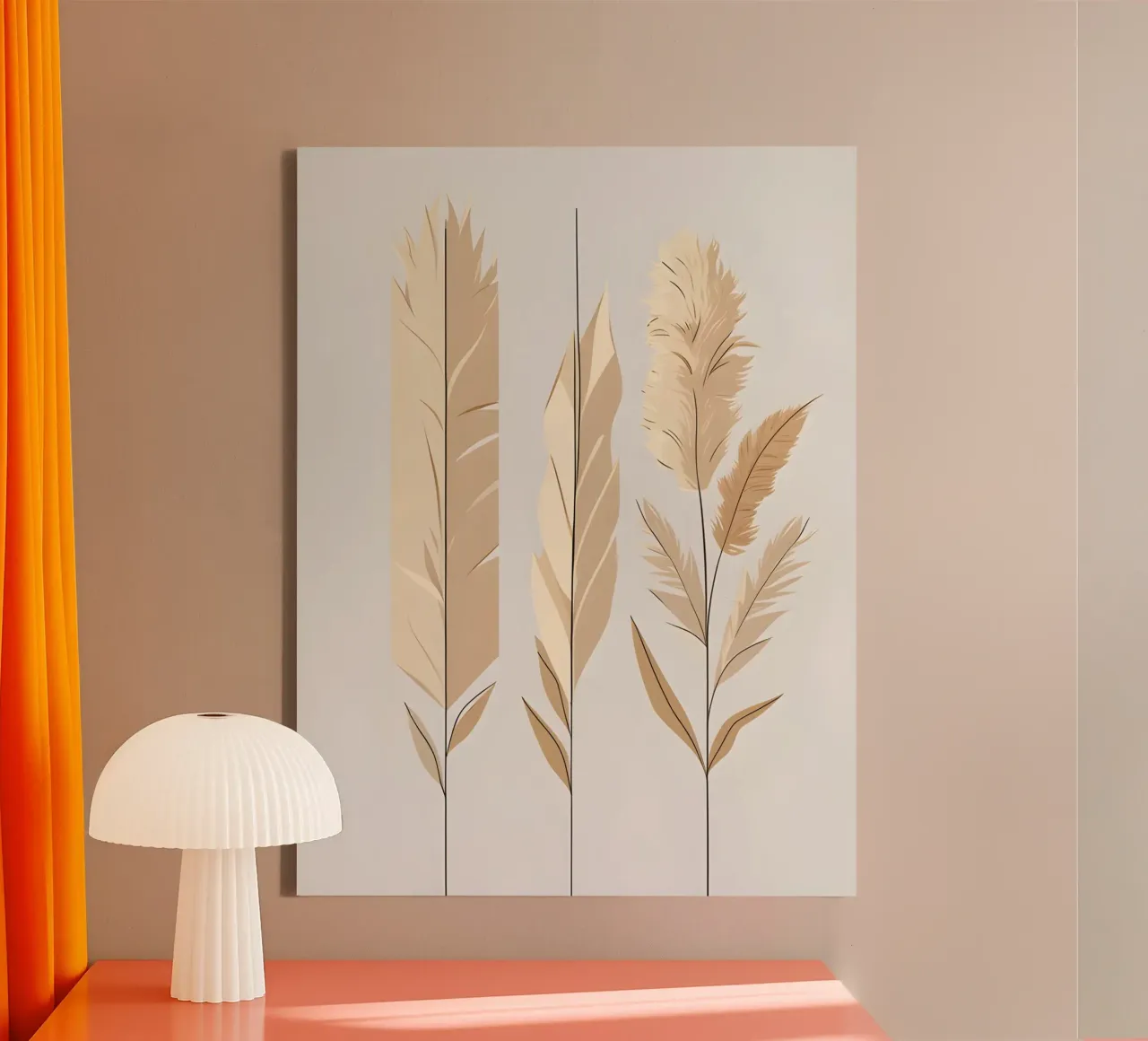 Pampas Grass canvas with Floater frame by Botanical Gallery
