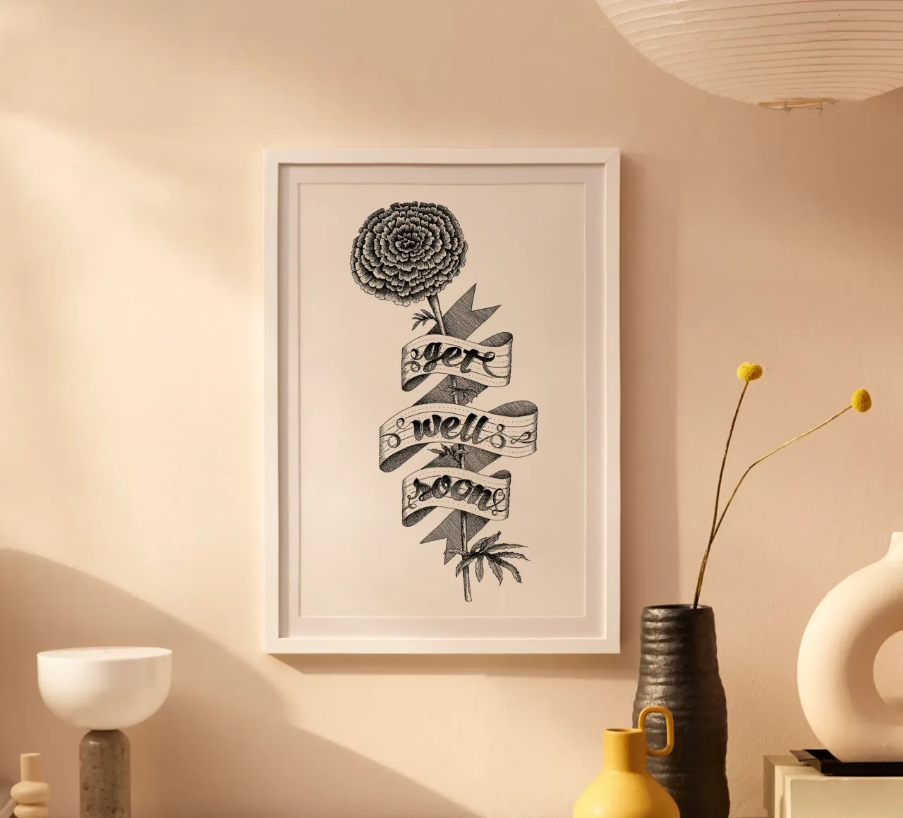 Get well soon hand-lettering poster con telaio in plastica da The True Type