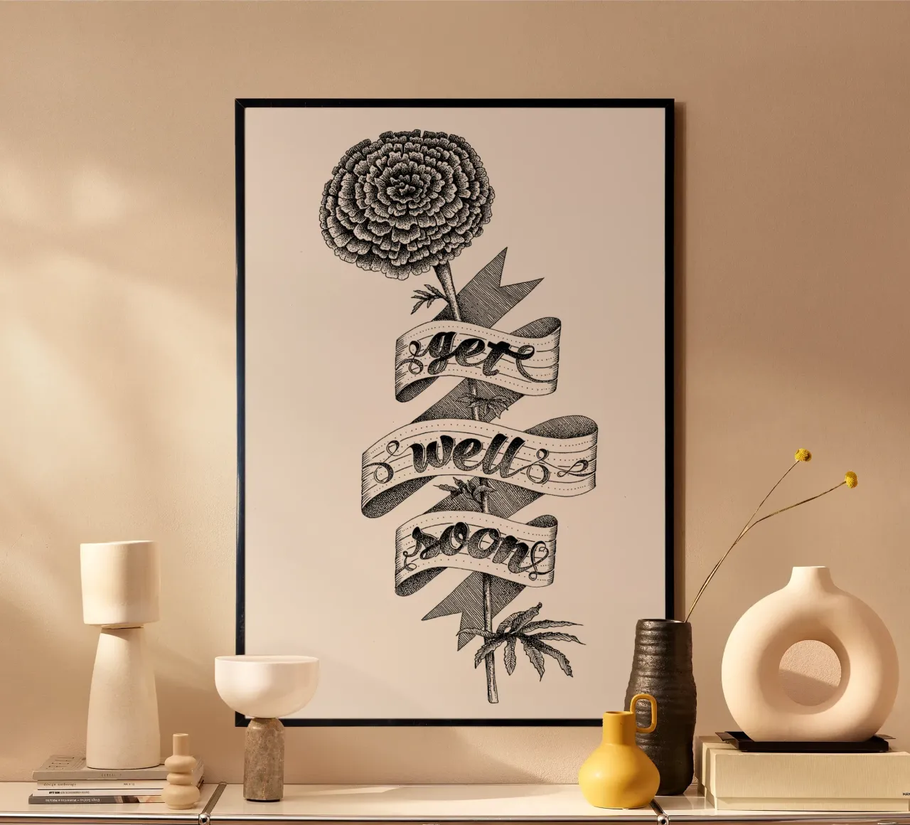 Get well soon hand-lettering poster con telaio in plastica da The True Type