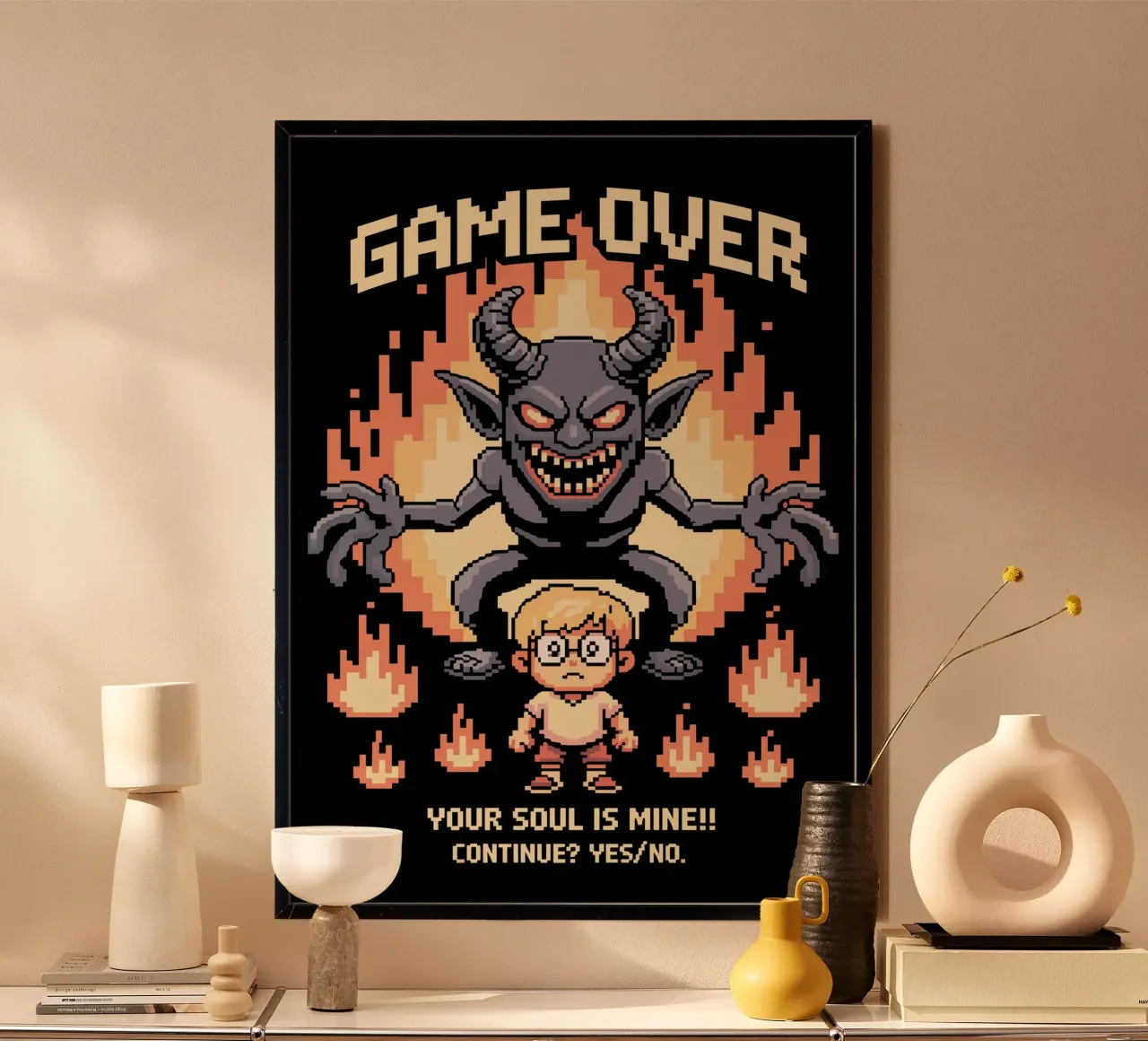 game pixels poster con telaio in alluminio da ramosashop