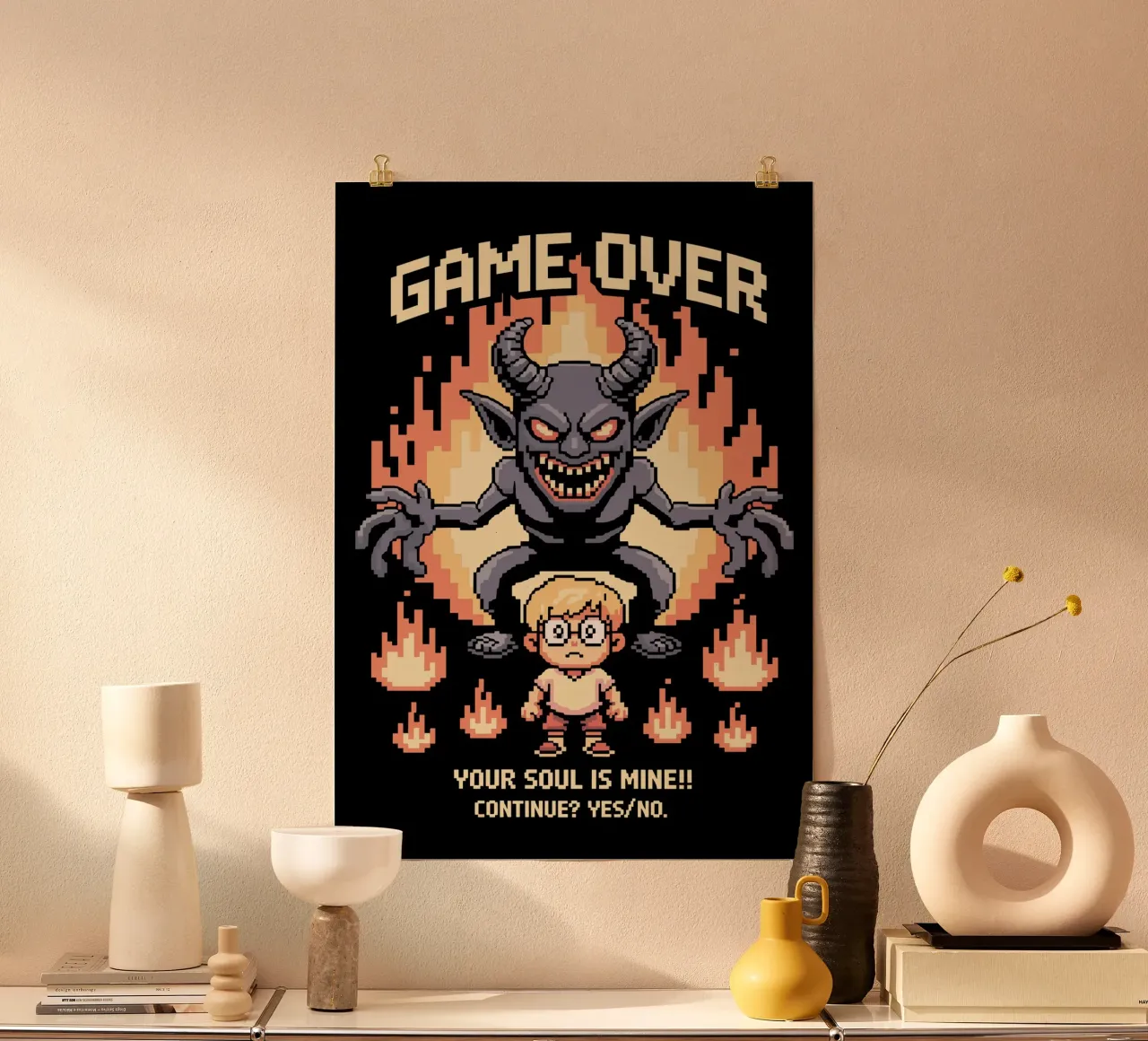 game pixels poster con telaio in alluminio da ramosashop