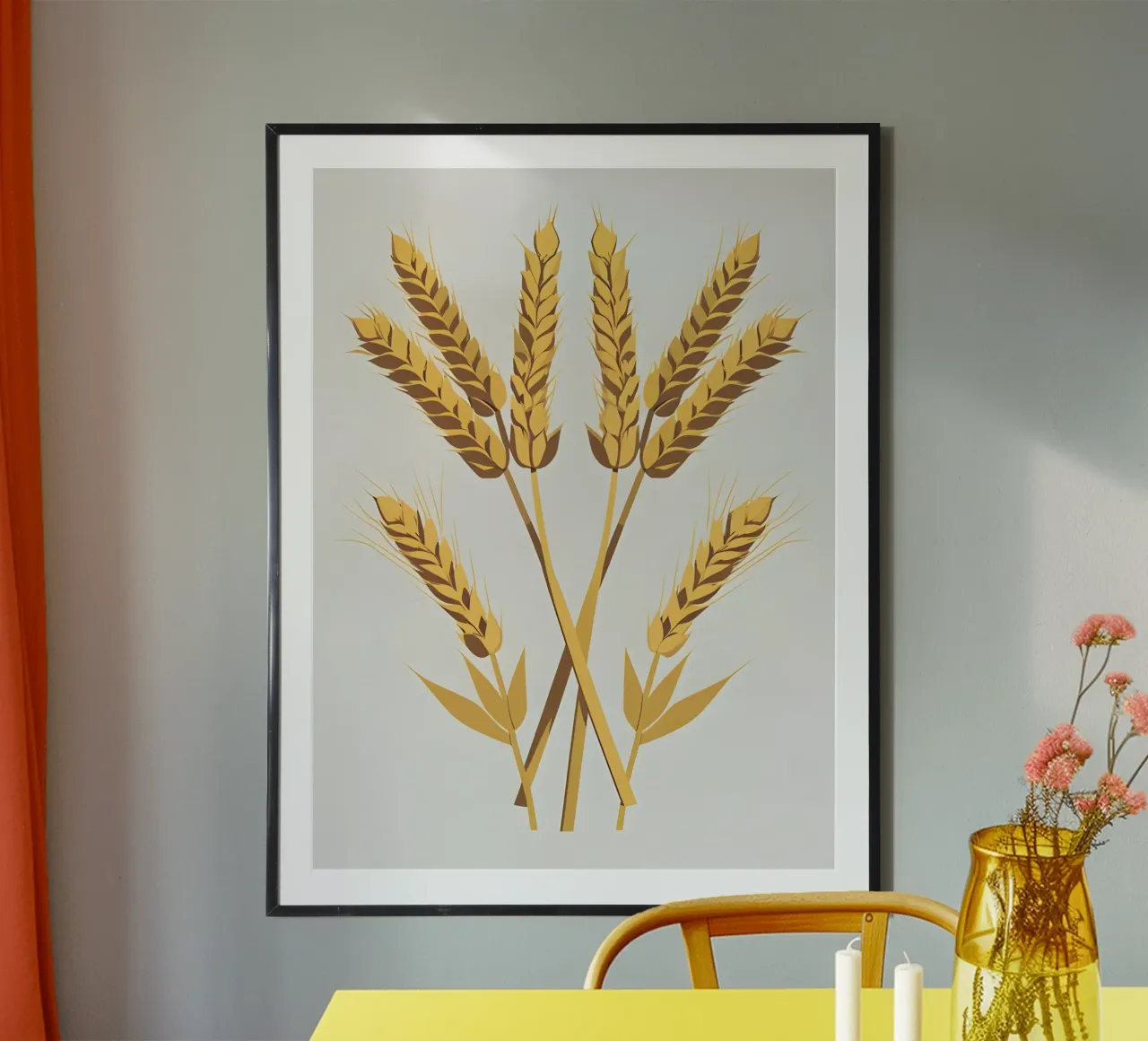 Gambi di grano poster con telaio in legno da The Green Room