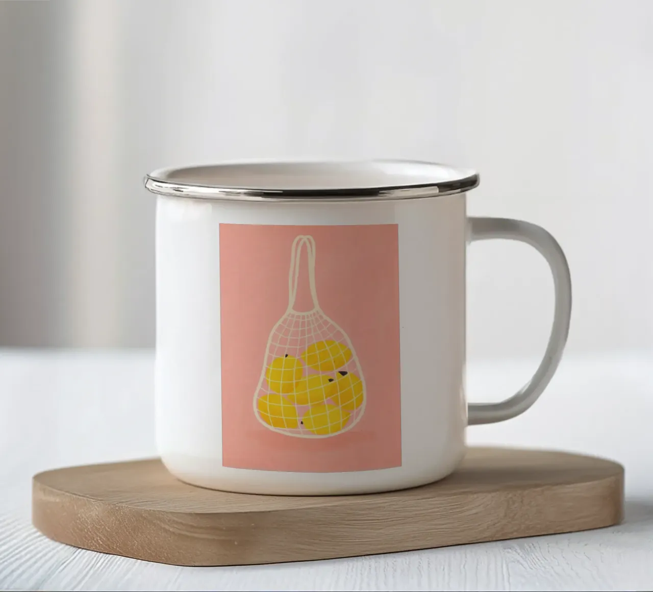 Citrusvruchten in het net emaille mok van PurePeachStudio