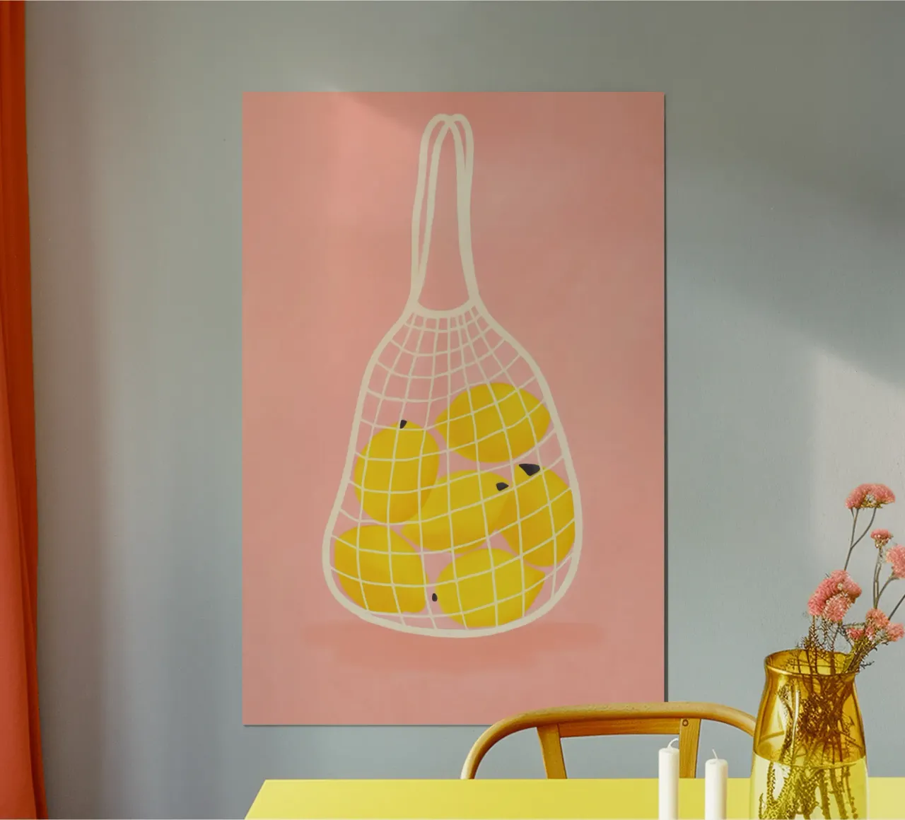 Agrumi in rete poster con telaio in alluminio da PurePeachStudio