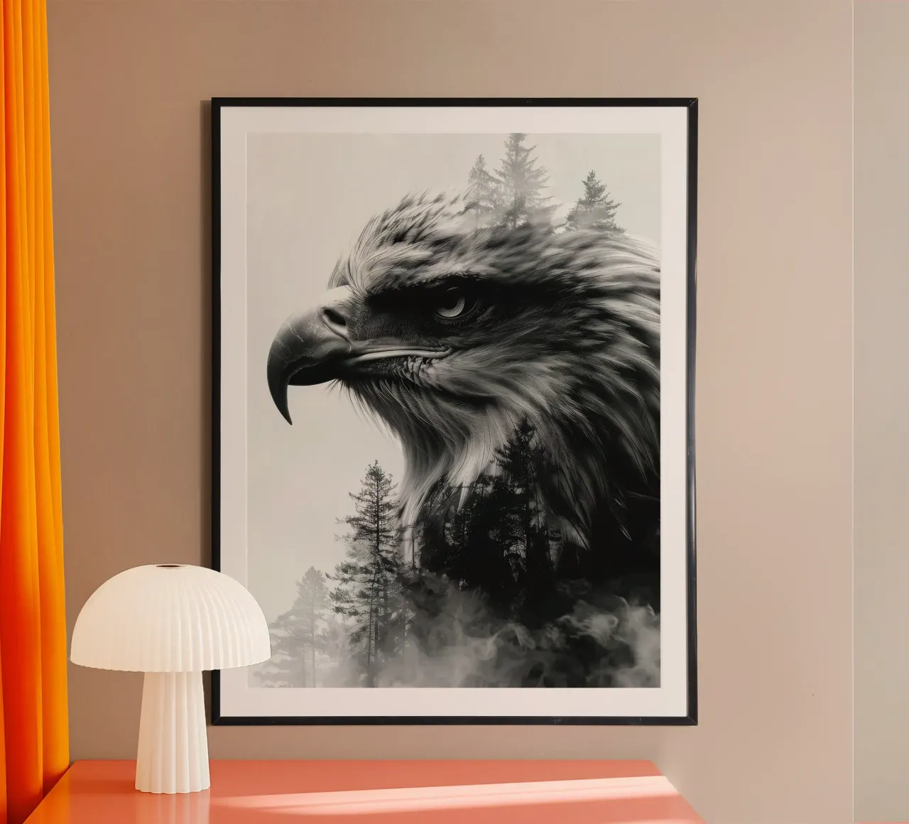 Ritratto dell'aquila poster con telaio in alluminio da Barbara Wright