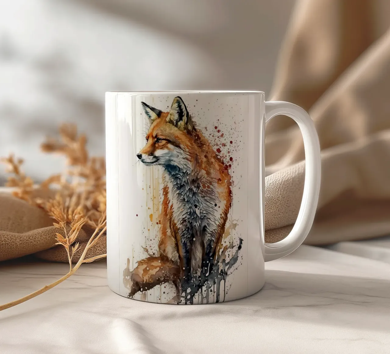 Rotfuchs Keramik Tasse von Barbara Wright