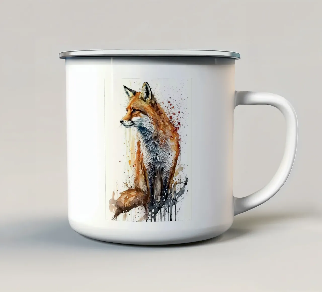 Rotfuchs Emaille Tasse von Barbara Wright