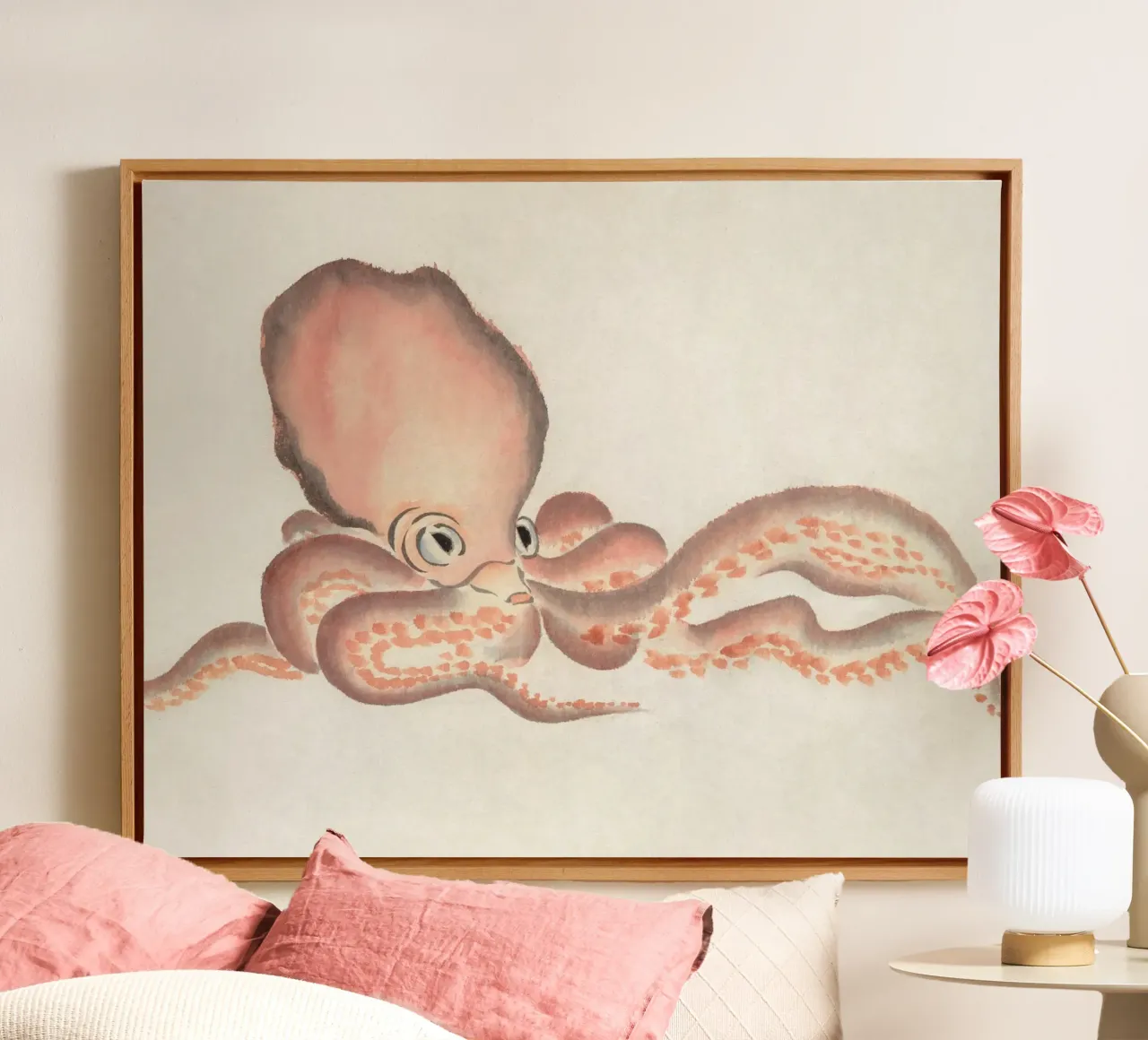 watercolor octopus tela con Cornice a cassetta da vintageshop