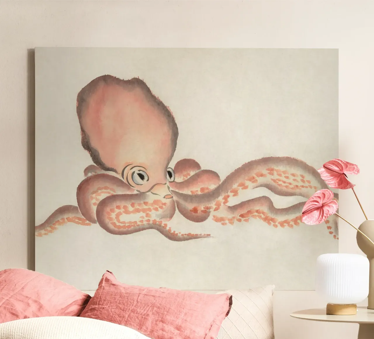 watercolor octopus tela con Cornice a cassetta da vintageshop