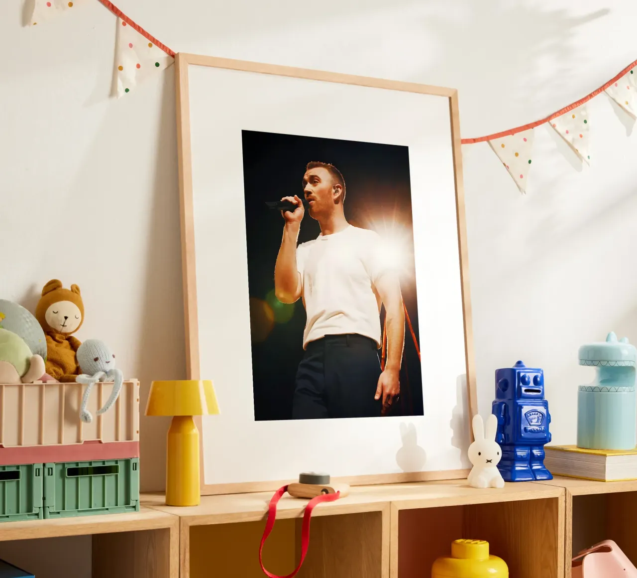 Sam Smith poster con telaio in legno da Low poly art