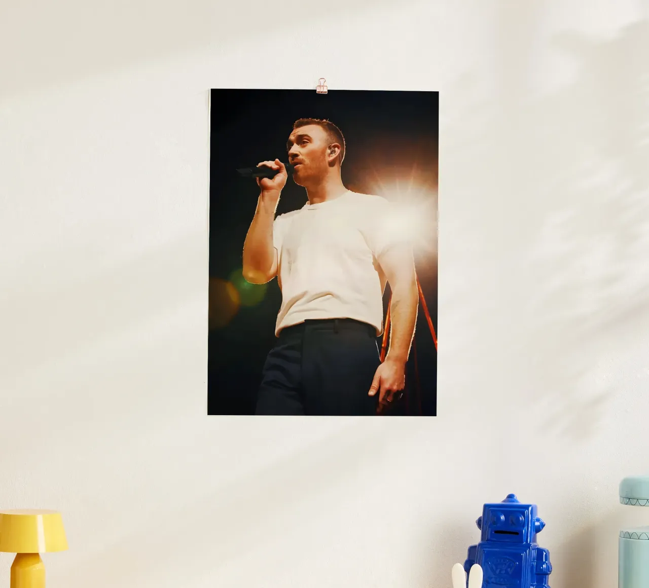 Sam Smith poster con telaio in legno da Low poly art