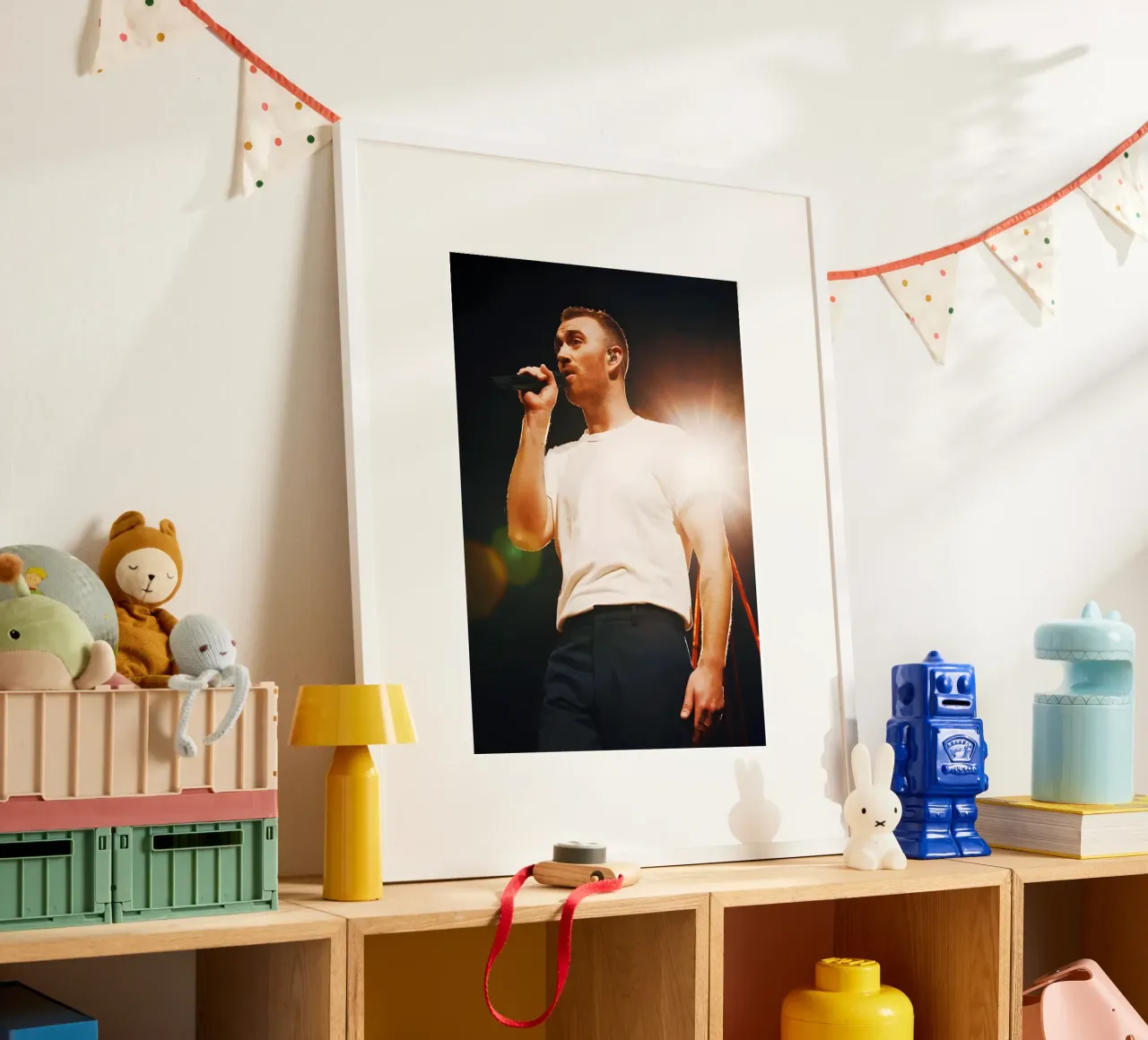 Sam Smith poster con telaio in legno da Low poly art