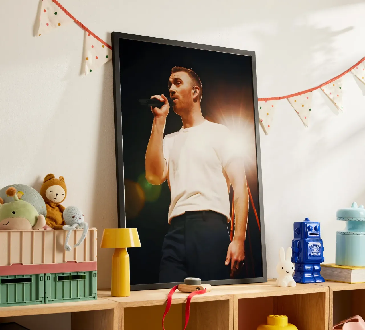Sam Smith poster con telaio in legno da Low poly art