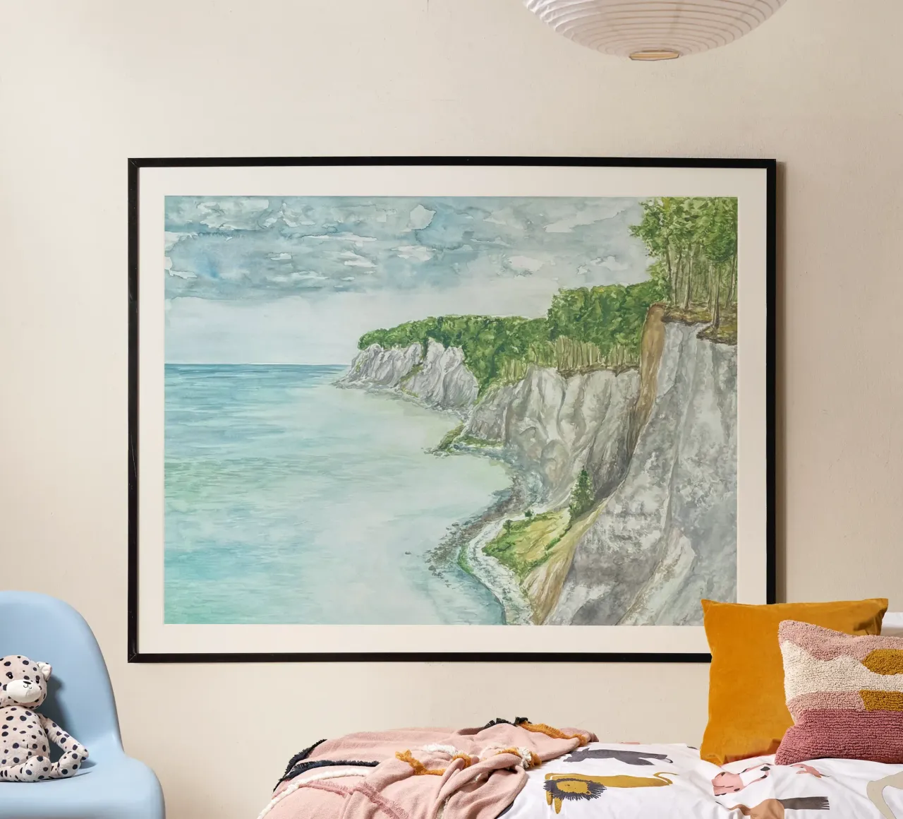 Scogliere di gesso a Rügen poster con telaio in alluminio da Kunst.der.Amelie