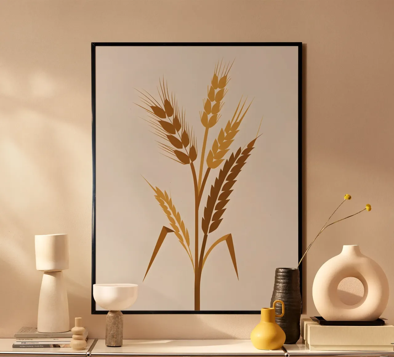 Gambi d'orzo poster con telaio in legno da The Green Room