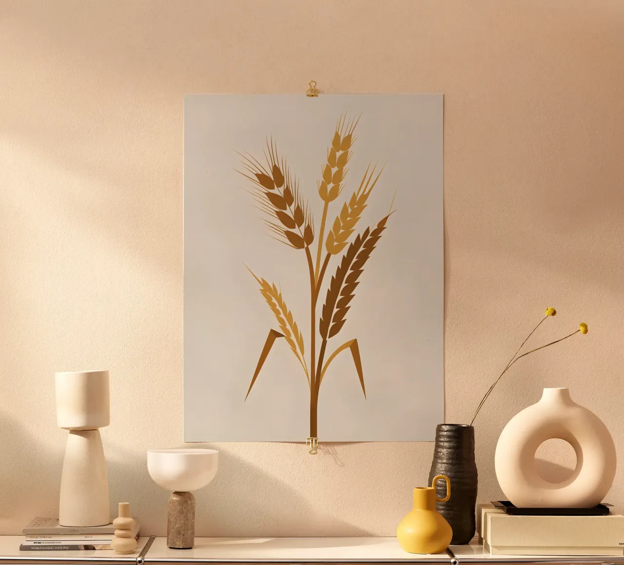 Gambi d'orzo poster con telaio in legno da The Green Room