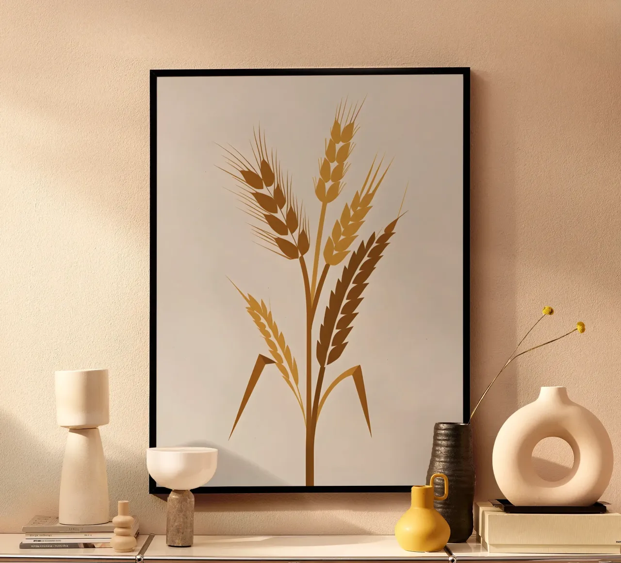 Gambi d'orzo poster con telaio in legno da The Green Room