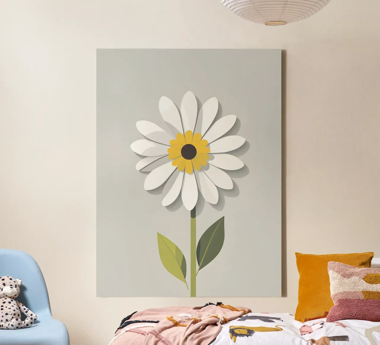 Abstract Madeliefje canvas met Baklijst van The Green Room