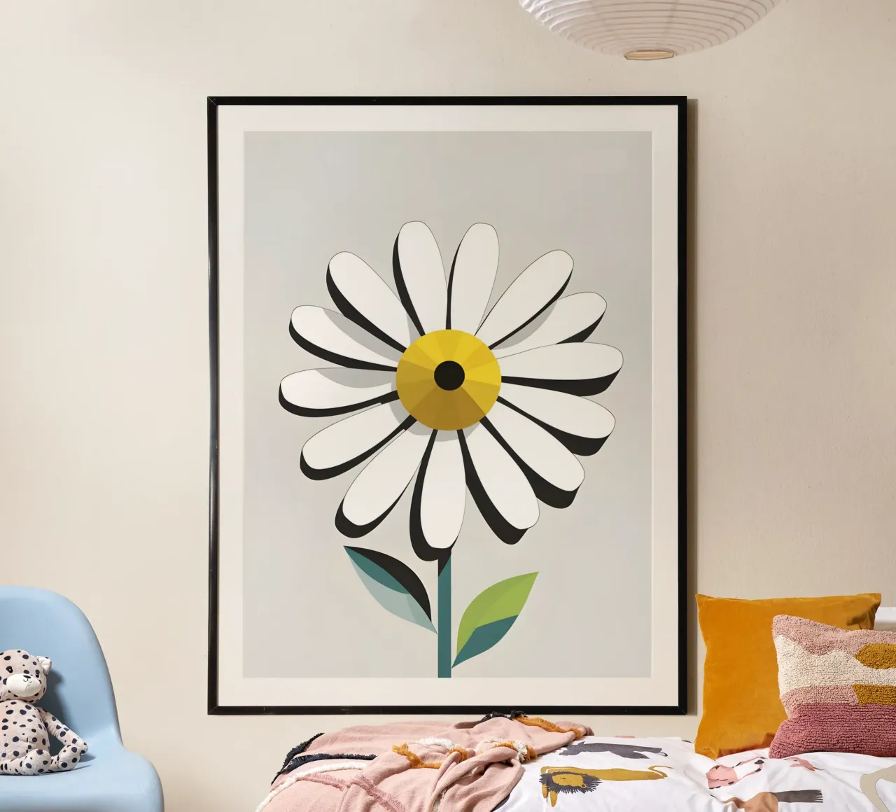 Margherita astratta poster con telaio in legno da The Green Room