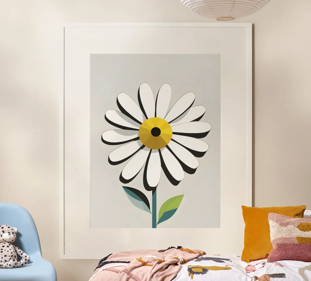 Margherita astratta poster con telaio in legno da The Green Room