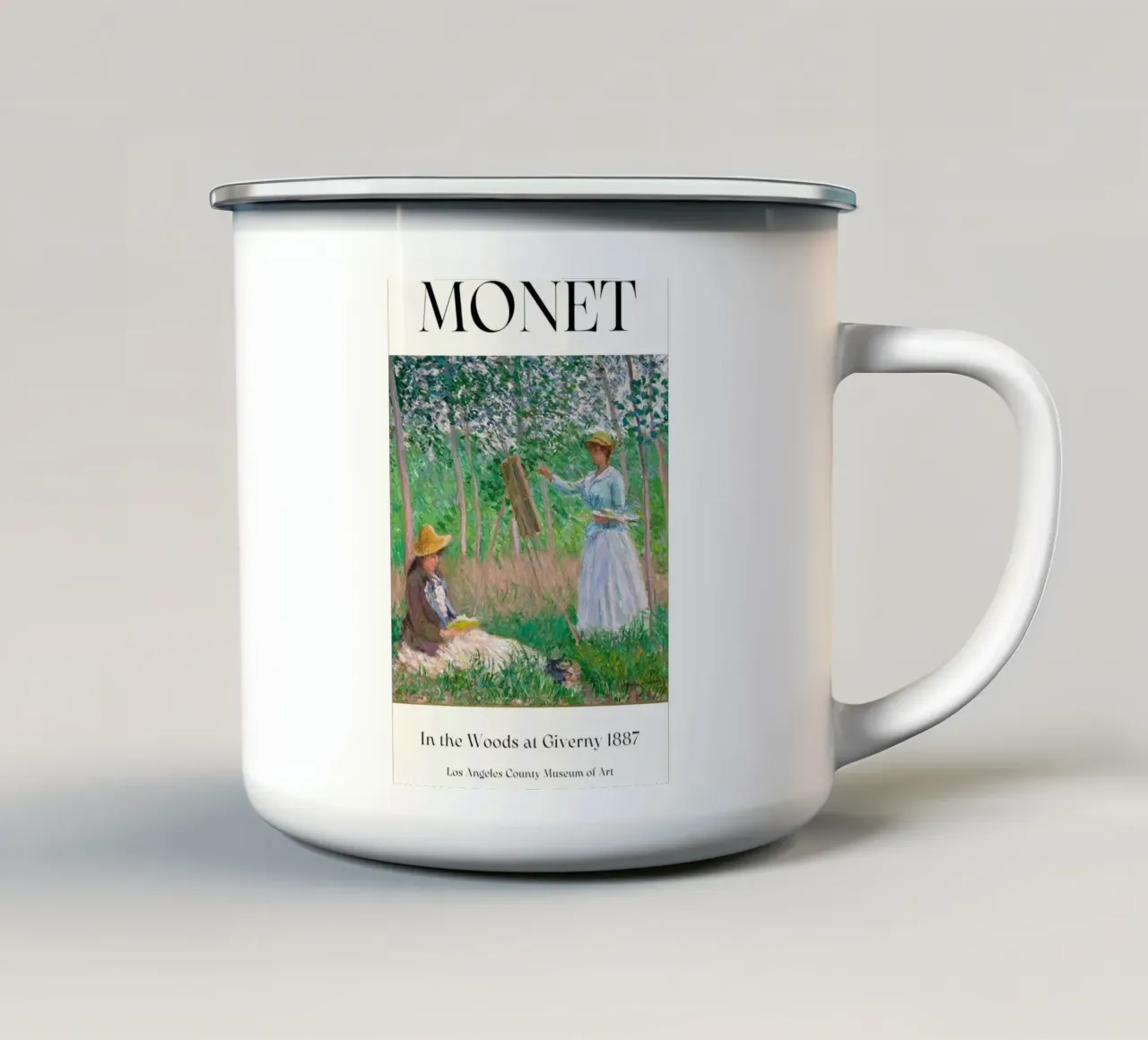 una donna dipinge nella foresta tazza in smalto da SMG Store