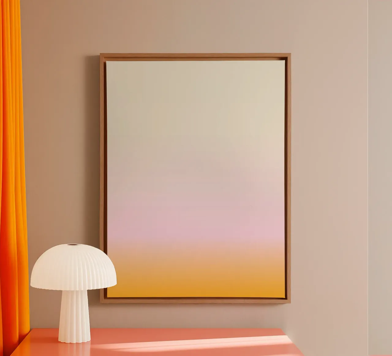 Morbido gradiente rosa arancio beige tela con Cornice a cassetta da Katja Stehle Design