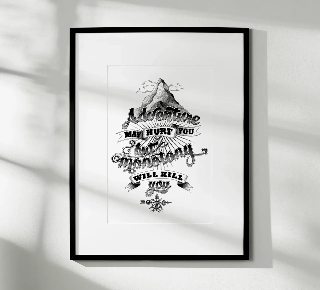 Adventure hand-lettering poster con telaio in legno da The True Type