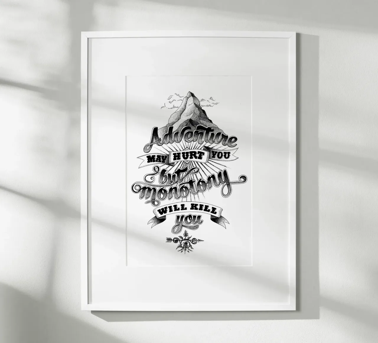 Adventure hand-lettering poster con telaio in legno da The True Type