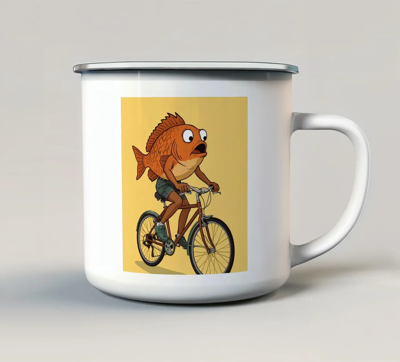Pesce da ciclo tazza in smalto da DesignDoodle