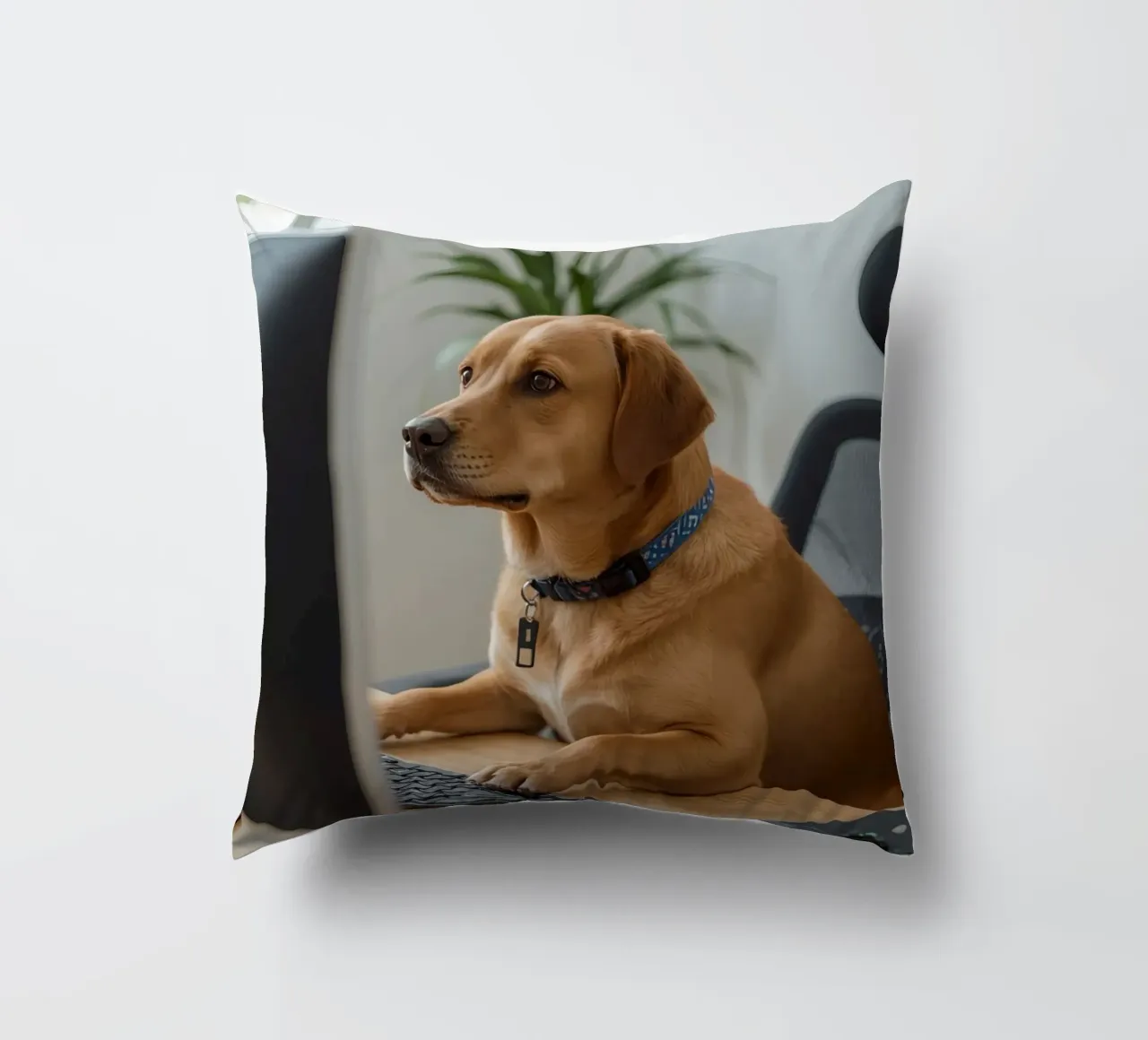 Cane seduto al computer a scrivere cuscino da DesignDoodle