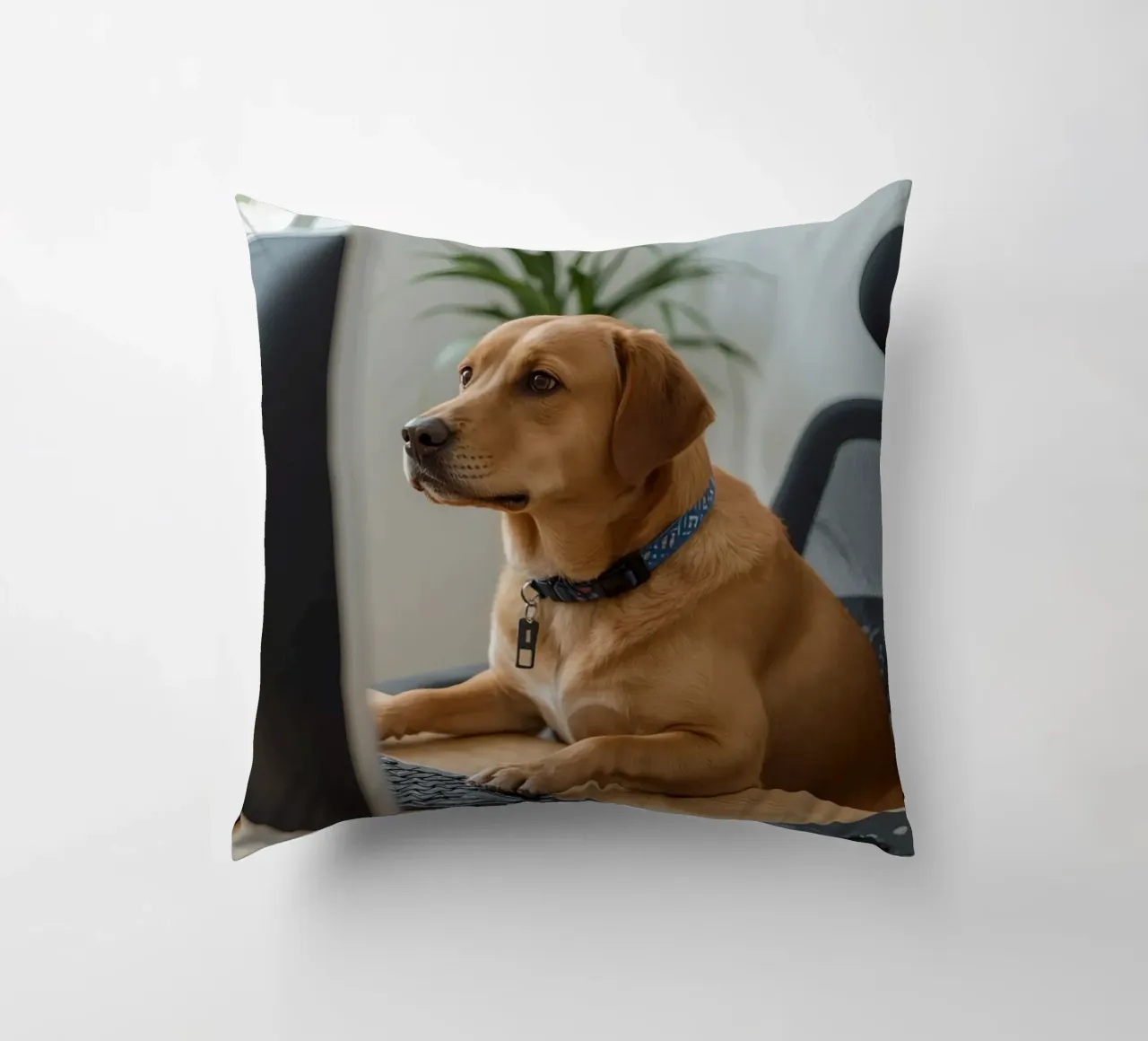 Cane seduto al computer a scrivere cuscino da DesignDoodle
