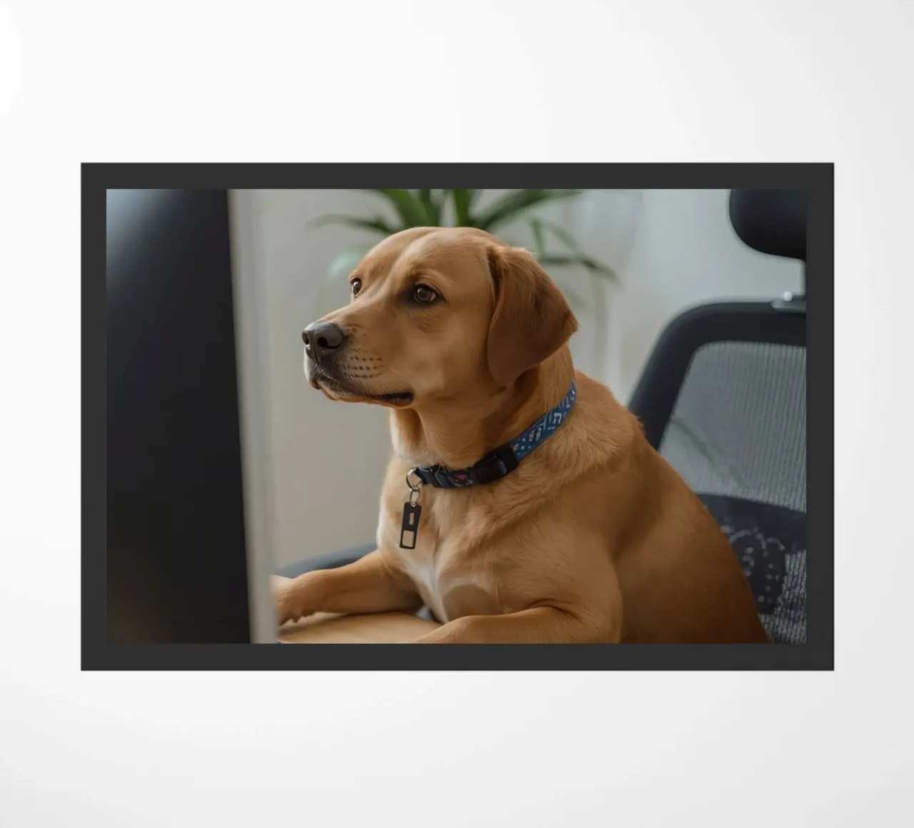 Cane seduto al computer a scrivere zerbino da DesignDoodle