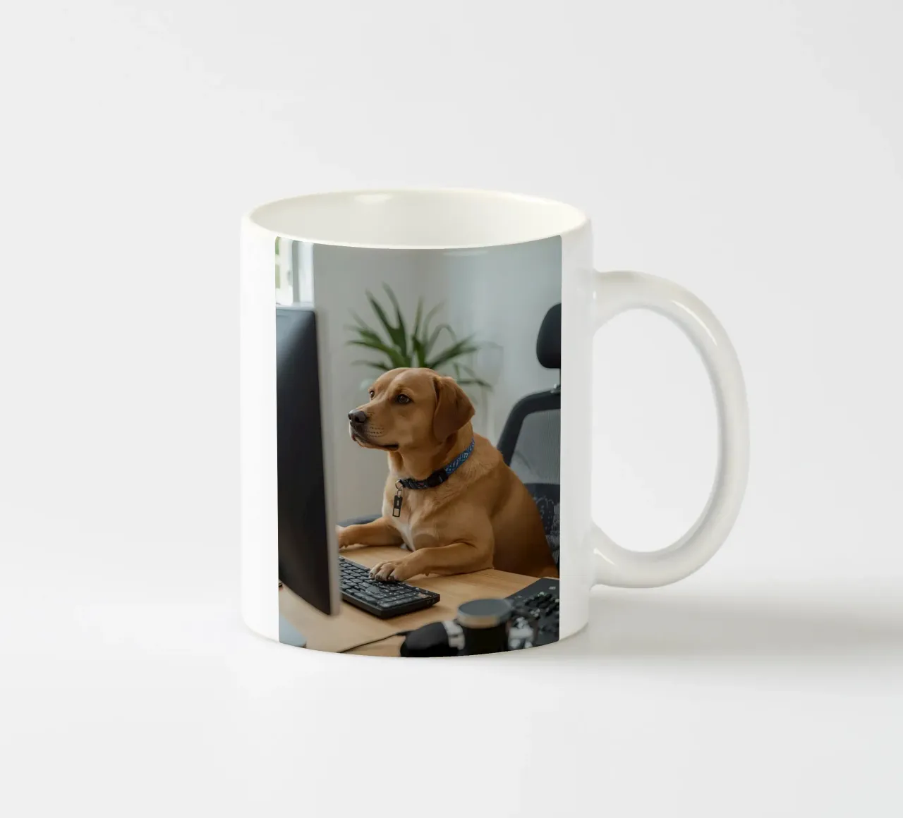 Cane seduto al computer a scrivere tazza in ceramica da DesignDoodle