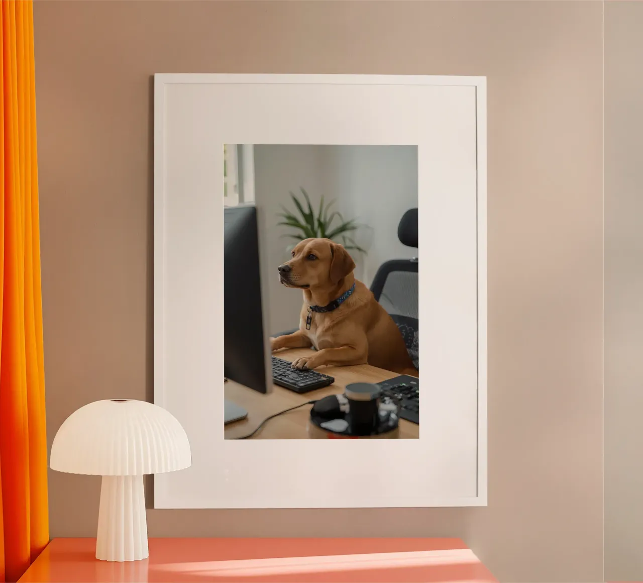 Cane seduto al computer a scrivere carta hahnemühle da DesignDoodle