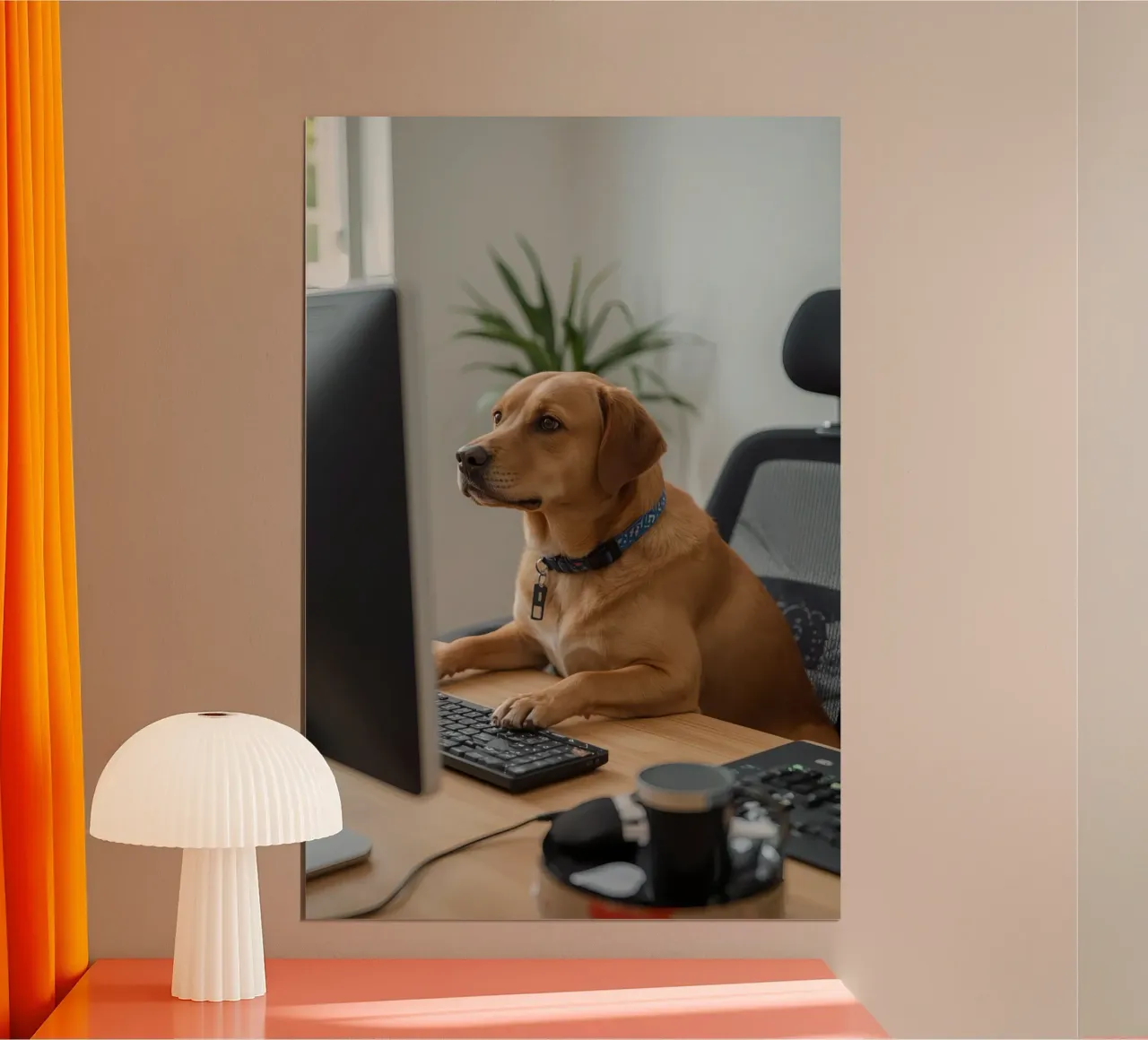 Cane seduto al computer a scrivere carta hahnemühle da DesignDoodle
