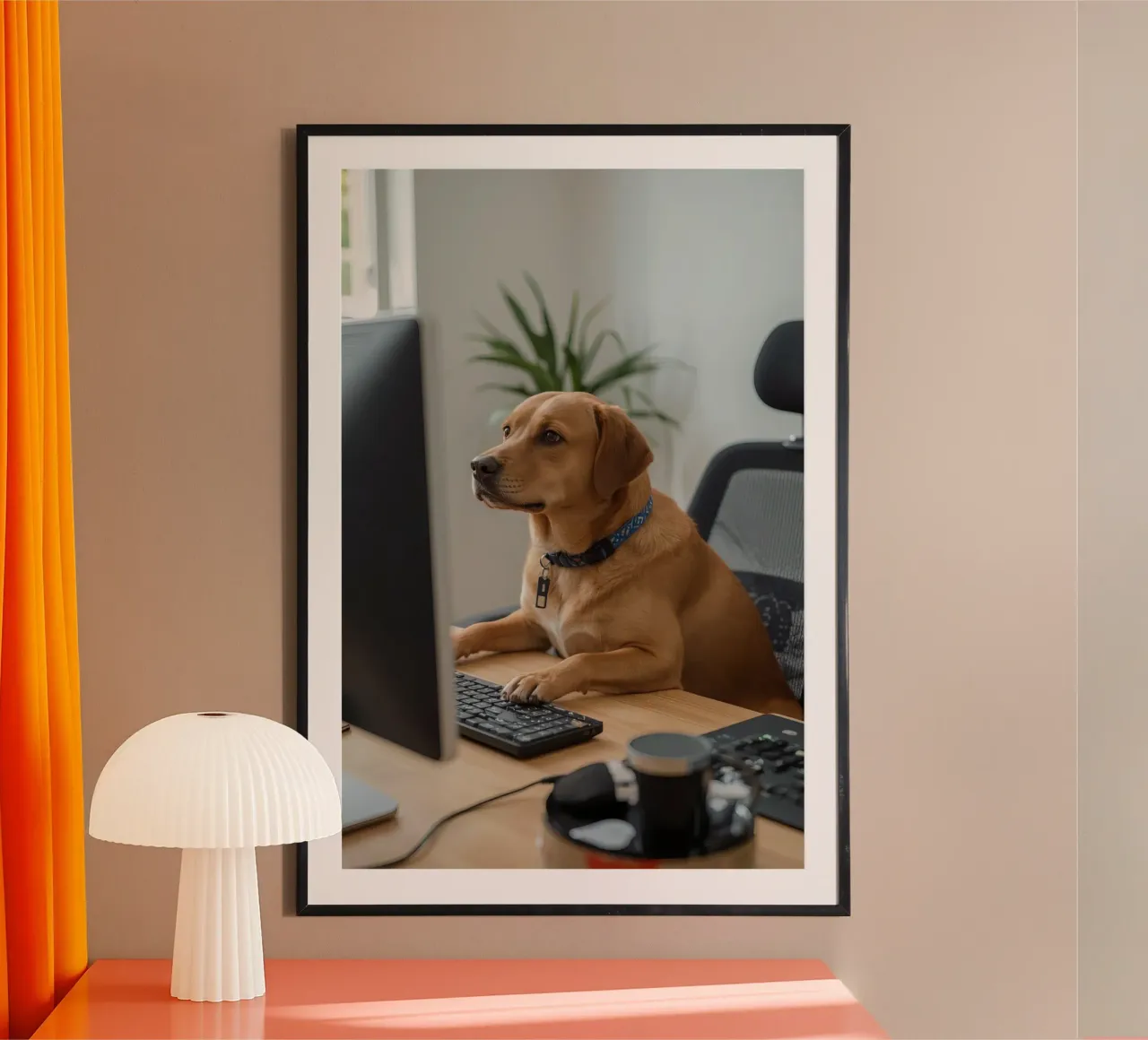 Cane seduto al computer a scrivere carta hahnemühle da DesignDoodle
