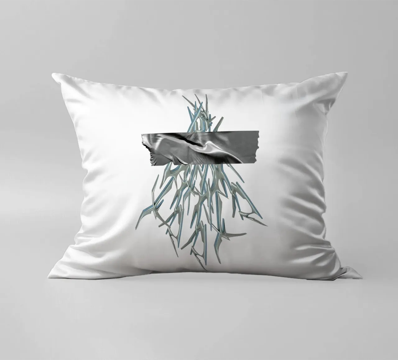 mazzo di spine cromate e nastro metallico cuscino da morphinaeblue